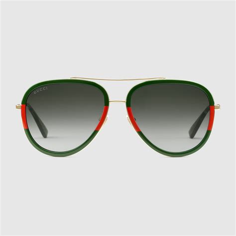 gucci sunglasses women green red|gucci aviator style sunglasses.